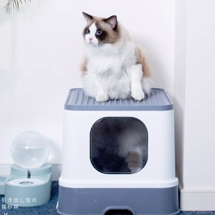 Top Drawer Fully Enclosed Cat Litter Box Pet Supplies(Brown)