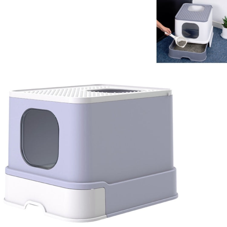 Top Drawer Fully Enclosed Cat Litter Box Pet Supplies(Purple)