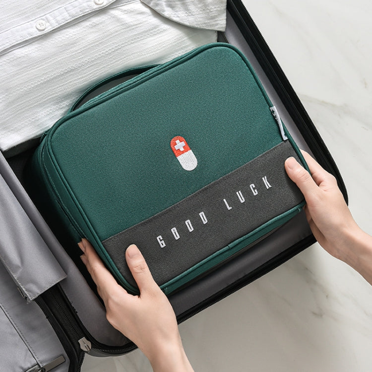 Thickened Large-Capacity Multifunctional Medicine Box Family Portable Storage Bag(Green)
