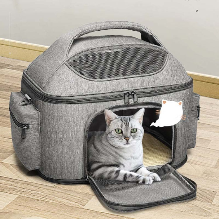 Portable Pet Bag for Outing Cats and Dogs Collapsible Pet Shoulder Bag Pet Backpack(Light Gray)
