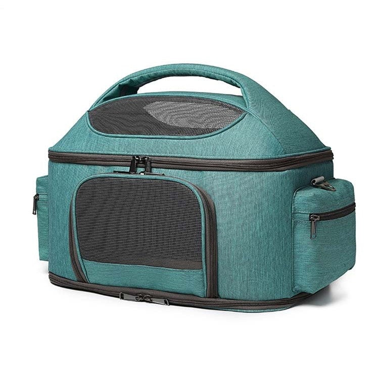 Portable Pet Bag for Outing Cats and Dogs Collapsible Pet Shoulder Bag Pet Backpack(Light Green)