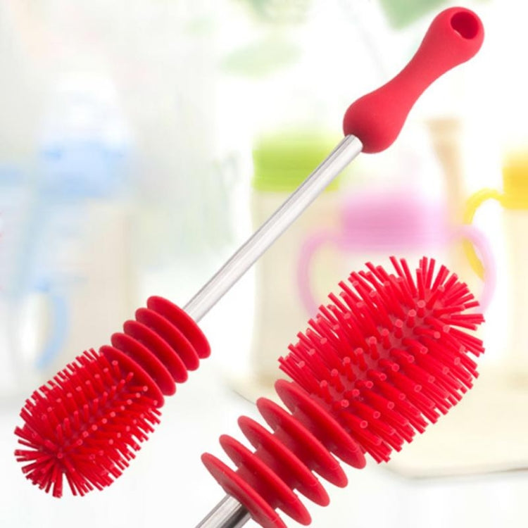 Washing Cleaning Rotary Handle Long Handle Scrubbing Feeding-bottle Brush(Green)