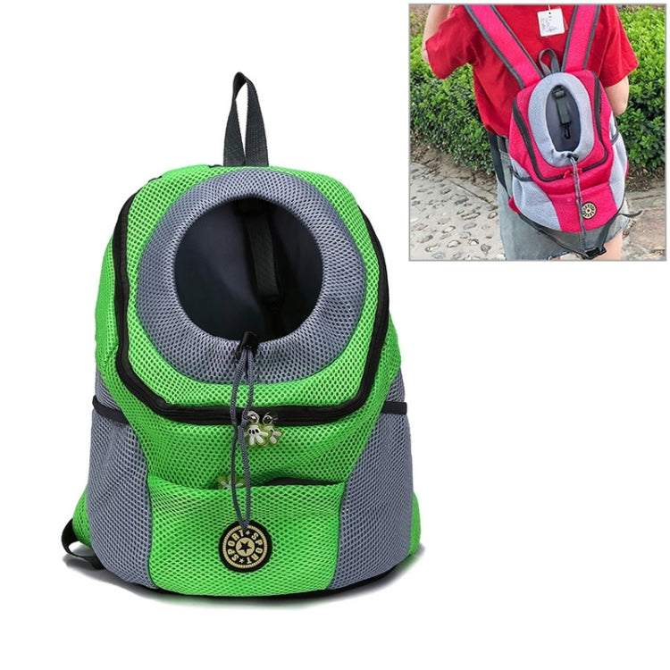 Outdoor Pet Dog Carrier Bag Front Bag Double Shoulder Portable Travel Backpack Mesh Backpack Head, Size:S(Green)