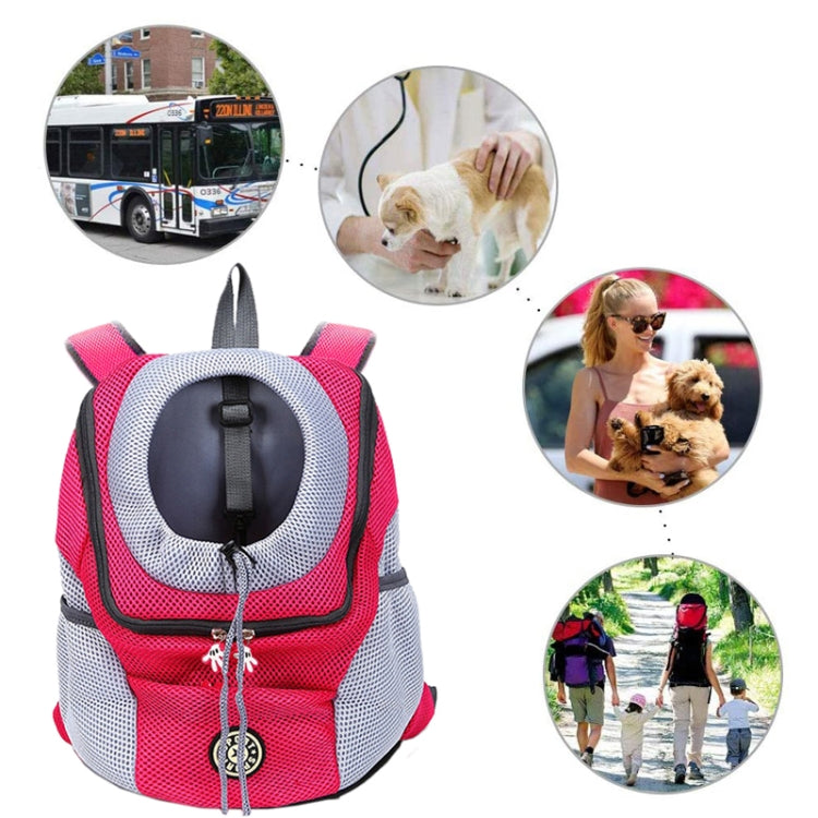 Outdoor Pet Dog Carrier Bag Front Bag Double Shoulder Portable Travel Backpack Mesh Backpack Head, Size:S(Rose Red)