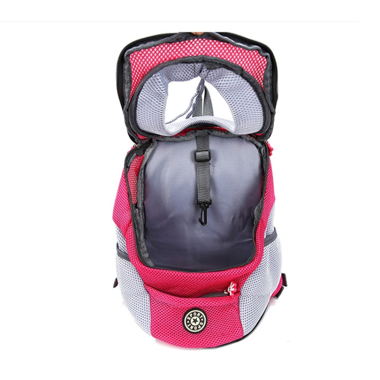 Outdoor Pet Dog Carrier Bag Front Bag Double Shoulder Portable Travel Backpack Mesh Backpack Head, Size:S(Blue)