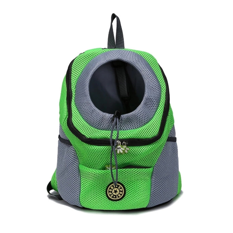 Outdoor Pet Dog Carrier Bag Front Bag Double Shoulder Portable Travel Backpack Mesh Backpack Head, Size:L(Green)