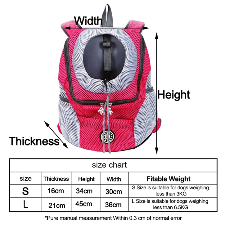 Outdoor Pet Dog Carrier Bag Front Bag Double Shoulder Portable Travel Backpack Mesh Backpack Head, Size:L(Blue)