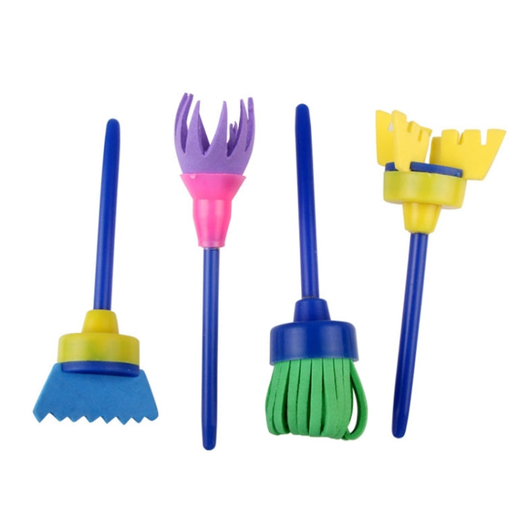 Sponge Painting Brush Children Art Seal Tool, Random Color Delivery(4 PCS/Set Besom)