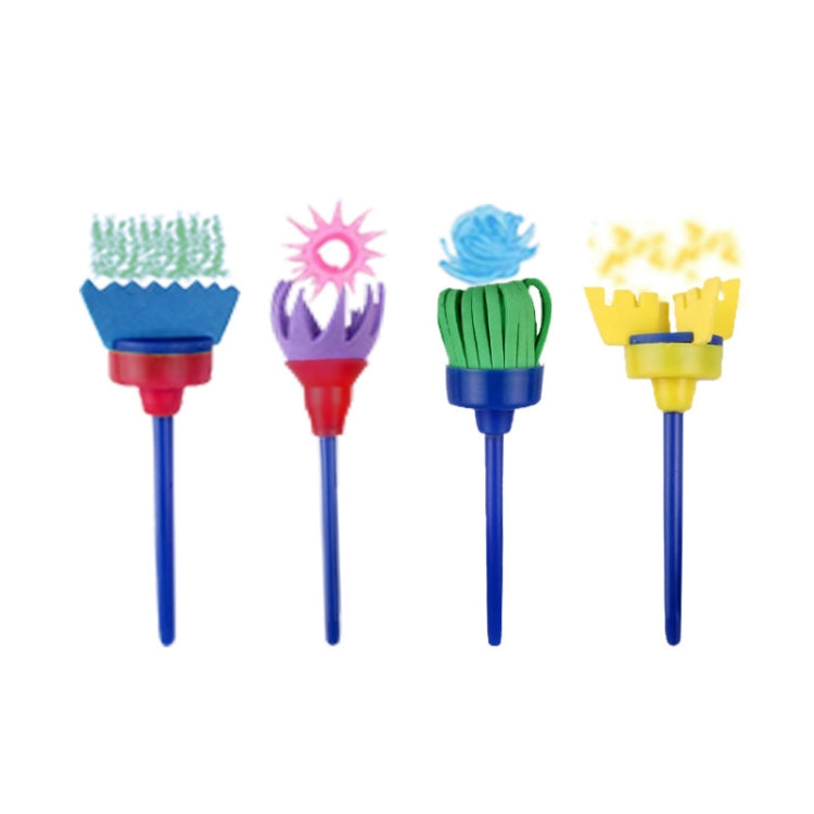 Sponge Painting Brush Children Art Seal Tool, Random Color Delivery(4 PCS/Set Besom)