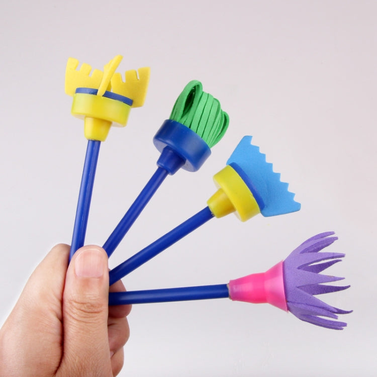 Sponge Painting Brush Children Art Seal Tool, Random Color Delivery(4 PCS/Set Besom)