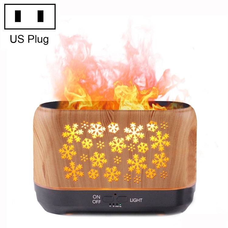 Desktop 3D Simulation Flame Incense Smoked Machine Humidifier, Colour:Light Wood Grain(US Plug)