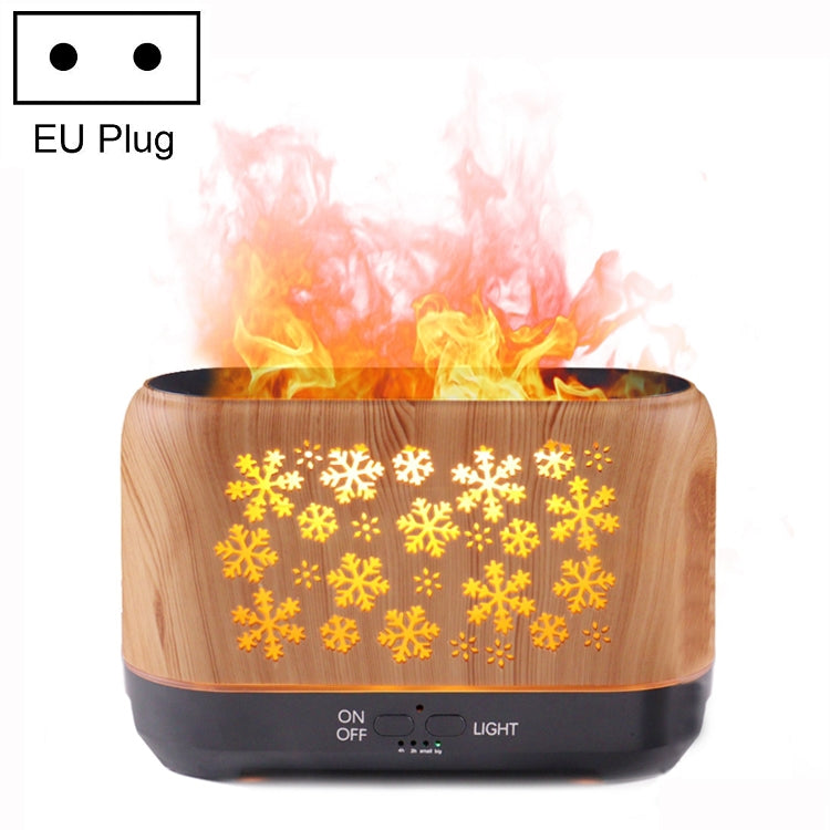 Desktop 3D Simulation Flame Incense Smoked Machine Humidifier, Colour:Light Wood Grain(EU Plug)