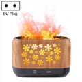 Desktop 3D Simulation Flame Incense Smoked Machine Humidifier, Colour:Light Wood Grain(EU Plug)