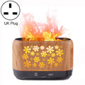 Desktop 3D Simulation Flame Incense Smoked Machine Humidifier, Colour:Light Wood Grain(UK Plug)