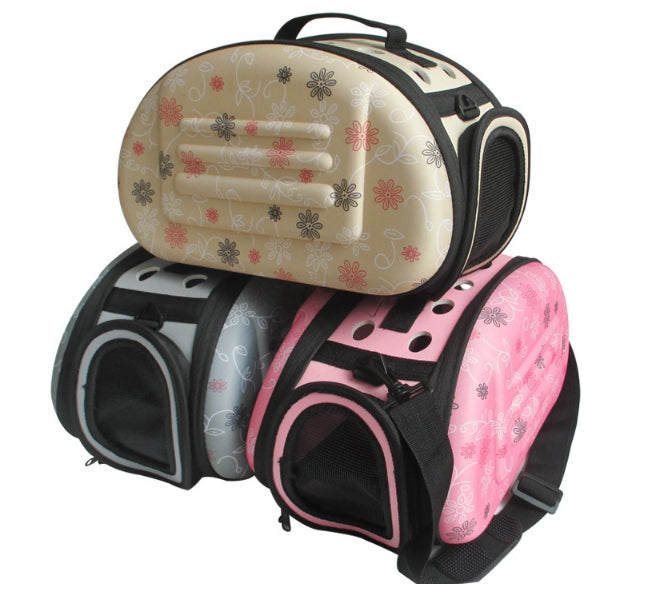 Portable Cats Handbag Foldable Travel Bag Puppy Carrying Mesh Shoulder Pet Bags(Pink)