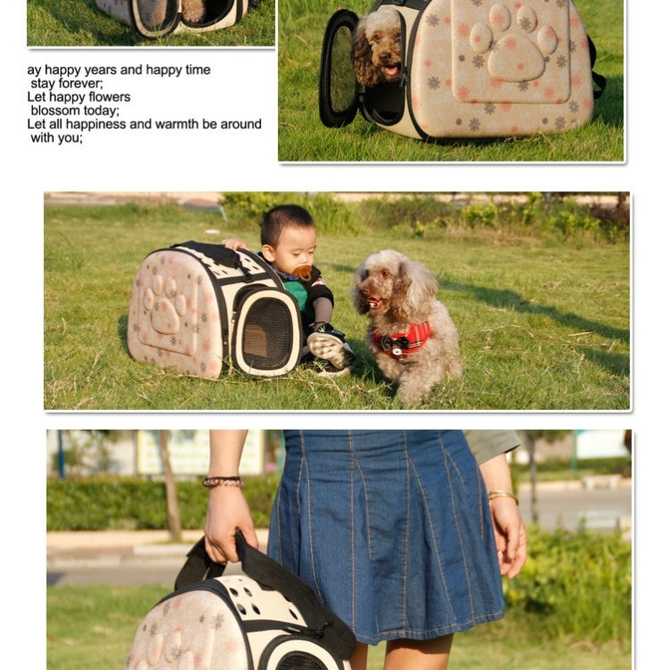 Portable Cats Handbag Foldable Travel Bag Puppy Carrying Mesh Shoulder Pet Bags( Cream Color)