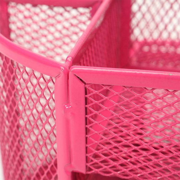 Desk Organizer 9 Grids Metal Mesh Office Pen Pencil Holder(Red)