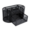Desk Organizer 9 Grids Metal Mesh Office Pen Pencil Holder(Black)