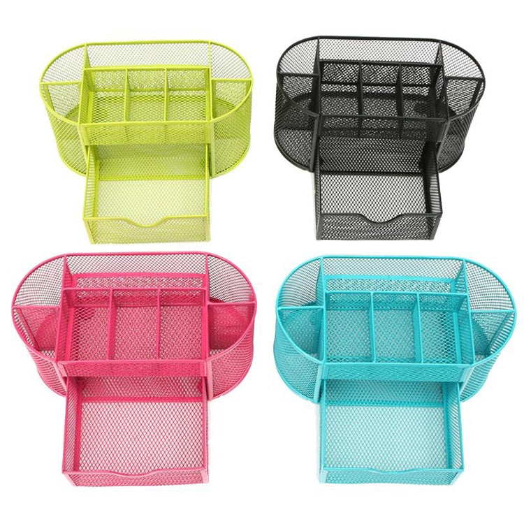 Desk Organizer 9 Grids Metal Mesh Office Pen Pencil Holder(Black)