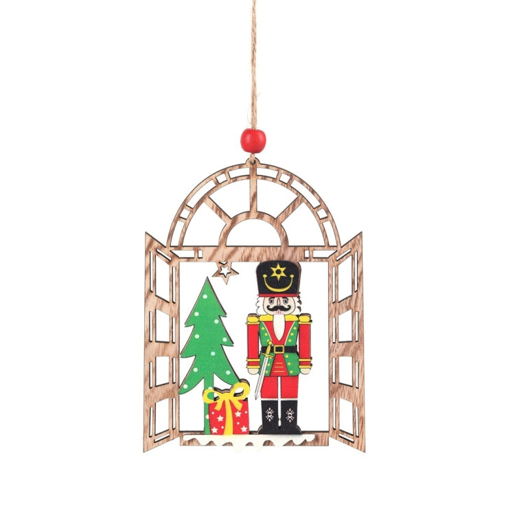 Christmas Decorations Walnut Soldiers Wooden Shopping Mall Hotel Window Scene Decoration Christmas Tree Pendant(B)