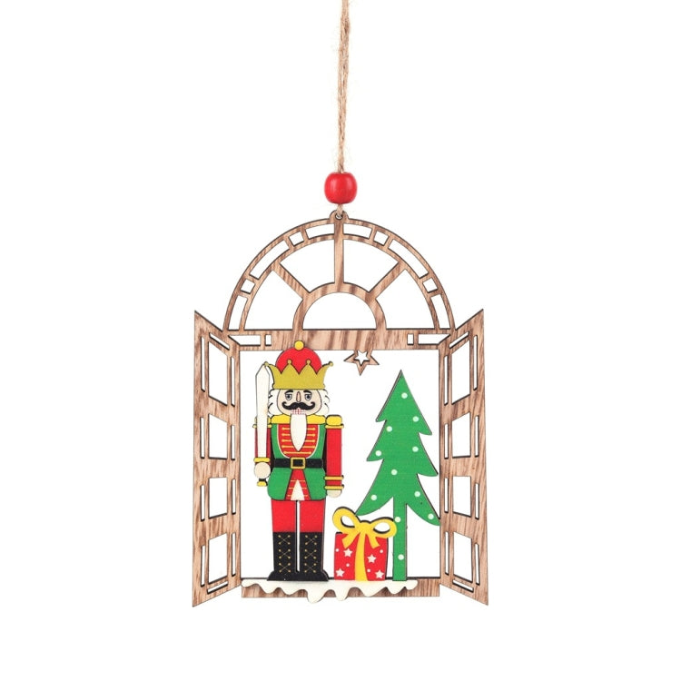 Christmas Decorations Walnut Soldiers Wooden Shopping Mall Hotel Window Scene Decoration Christmas Tree Pendant(B)