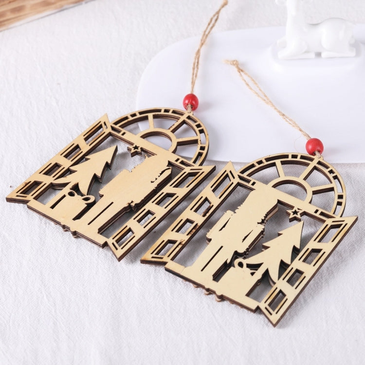 Christmas Decorations Walnut Soldiers Wooden Shopping Mall Hotel Window Scene Decoration Christmas Tree Pendant(A)
