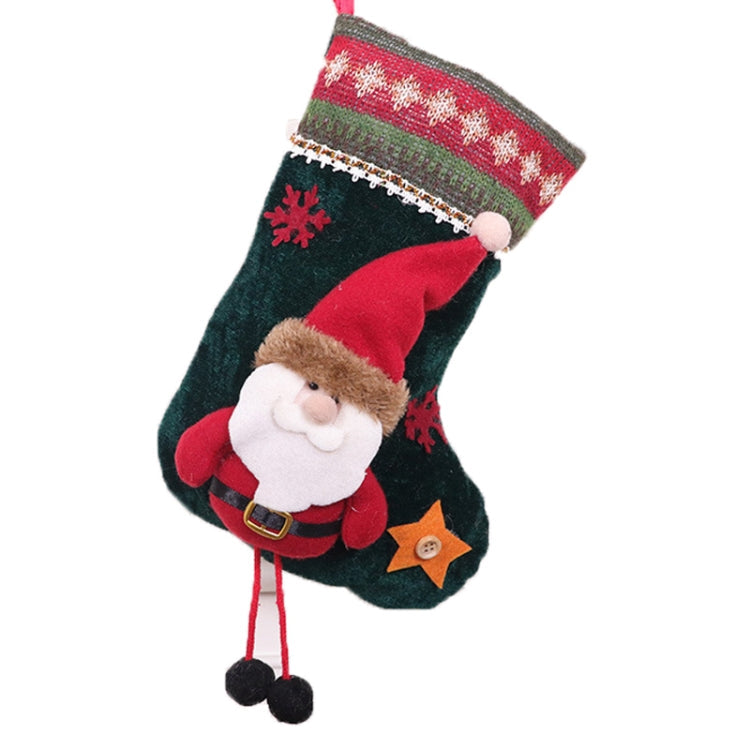 Small Christmas Stocking Flannel Gift Bag Christmas Pendant Decorations(Old Man)