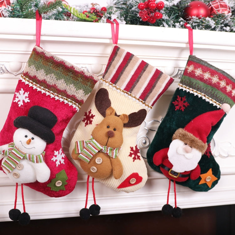 Small Christmas Stocking Flannel Gift Bag Christmas Pendant Decorations(Old Man)