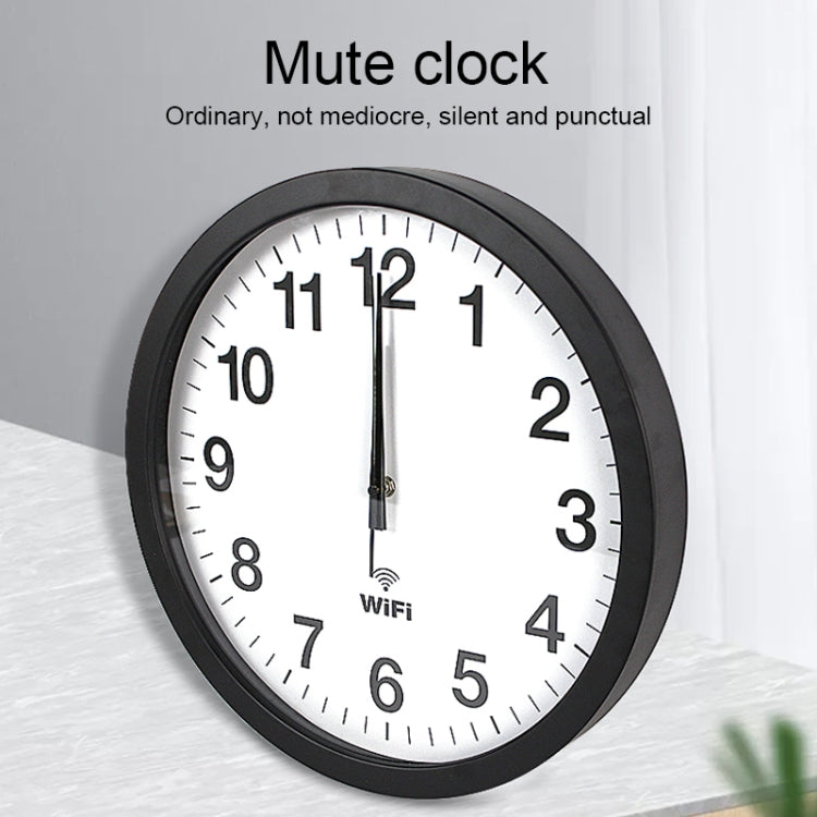 Smart Network Automatic Time Synchronization Wifi Wall Clock Modern Minimalist Silent Living Room Clock, Size:12 inch(Silver)