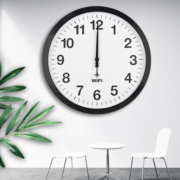 Smart Network Automatic Time Synchronization Wifi Wall Clock Modern Minimalist Silent Living Room Clock, Size:12 inch(Silver)