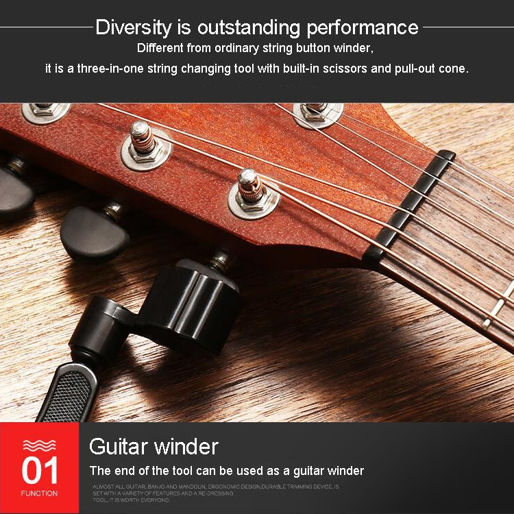 Guitar String Changing Tool Set String Trimmer Winding String Winding Three-in-one Clamp Guitar Accessories(Yellow Wihout Paper Jam)
