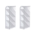 2 PCS Multi-function 4 Grid Desktop Pen Holder Office School Storage Case Clear Plastic Box Desk Pencil Organizer(White Diagonal Insert)