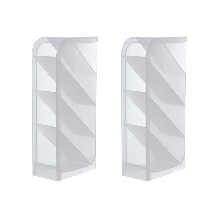 2 PCS Multi-function 4 Grid Desktop Pen Holder Office School Storage Case Clear Plastic Box Desk Pencil Organizer(White Diagonal Insert)