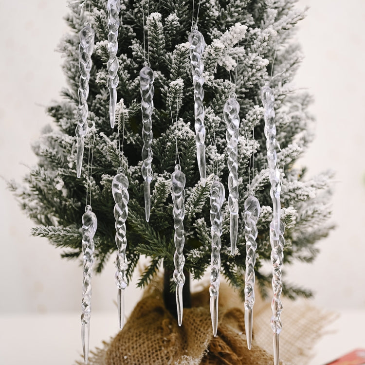 12pcs/bag Christmas Supplies Transparent Ice Bar Pendant Christmas Tree Decoration Thread Pendant