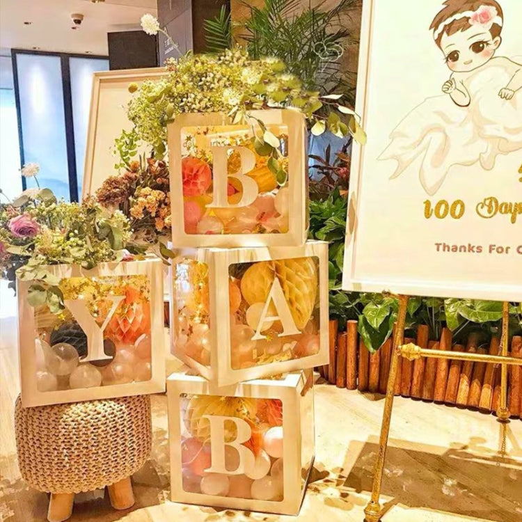 Wedding Birthday Party Decoration Transparent Letter Balloon Box(White Baby)