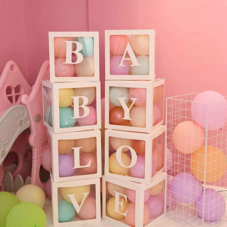 Wedding Birthday Party Decoration Transparent Letter Balloon Box(White Baby)