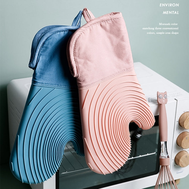 Thickened Silicone Gloves Household Microwave Oven Anti-Scald Insulation Glove(Light blue)