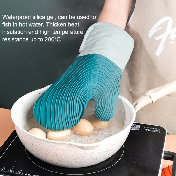 Thickened Silicone Gloves Household Microwave Oven Anti-Scald Insulation Glove(Lake Blue)