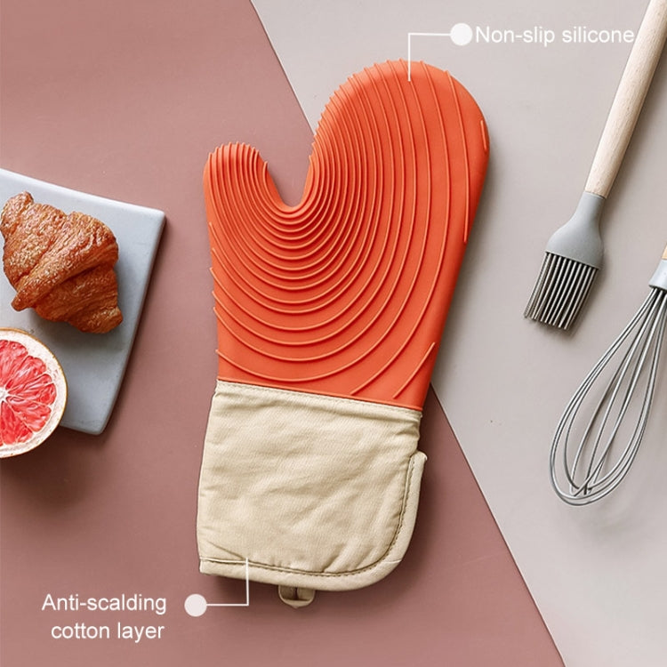 Thickened Silicone Gloves Household Microwave Oven Anti-Scald Insulation Glove(Lake Blue)
