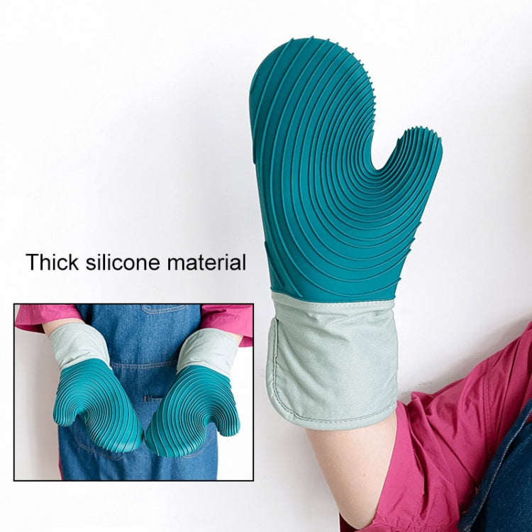 Thickened Silicone Gloves Household Microwave Oven Anti-Scald Insulation Glove(Lake Blue)
