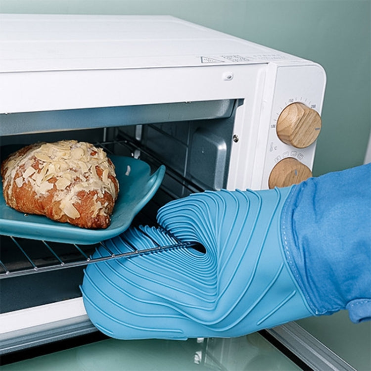 Thickened Silicone Gloves Household Microwave Oven Anti-Scald Insulation Glove(Lake Blue)