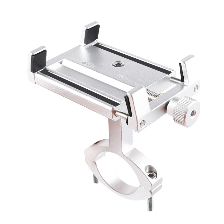 2 PCS Aluminum Alloy Bicycle Mobile Phone Holder Motorcycle Mobile Phone Navigation Bracket Electric Motorcycle Hand Rack(Silver (Handlebar Style))
