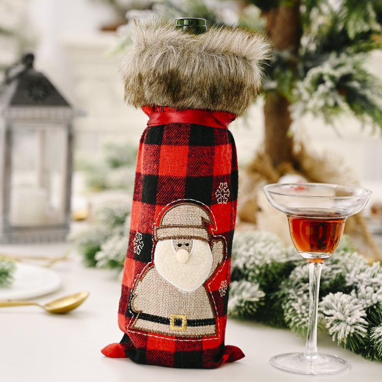 Decorations Red Lattice Wine Set Home Christmas Champagne Wine Bottle Set(Elderly)