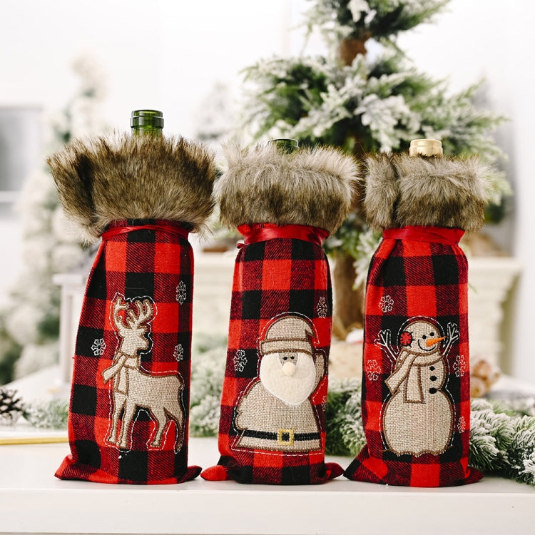 Decorations Red Lattice Wine Set Home Christmas Champagne Wine Bottle Set(Elderly)