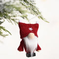 Christmas Decorations Double Ball Cap Forest Old Man Knitted Pendant Faceless Doll Ornaments(Red)