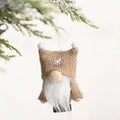 Christmas Decorations Double Ball Cap Forest Old Man Knitted Pendant Faceless Doll Ornaments(Brown)