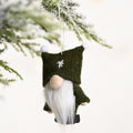 Christmas Decorations Double Ball Cap Forest Old Man Knitted Pendant Faceless Doll Ornaments(Dark Green)