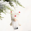 Christmas Decorations Double Ball Cap Forest Old Man Knitted Pendant Faceless Doll Ornaments(White)