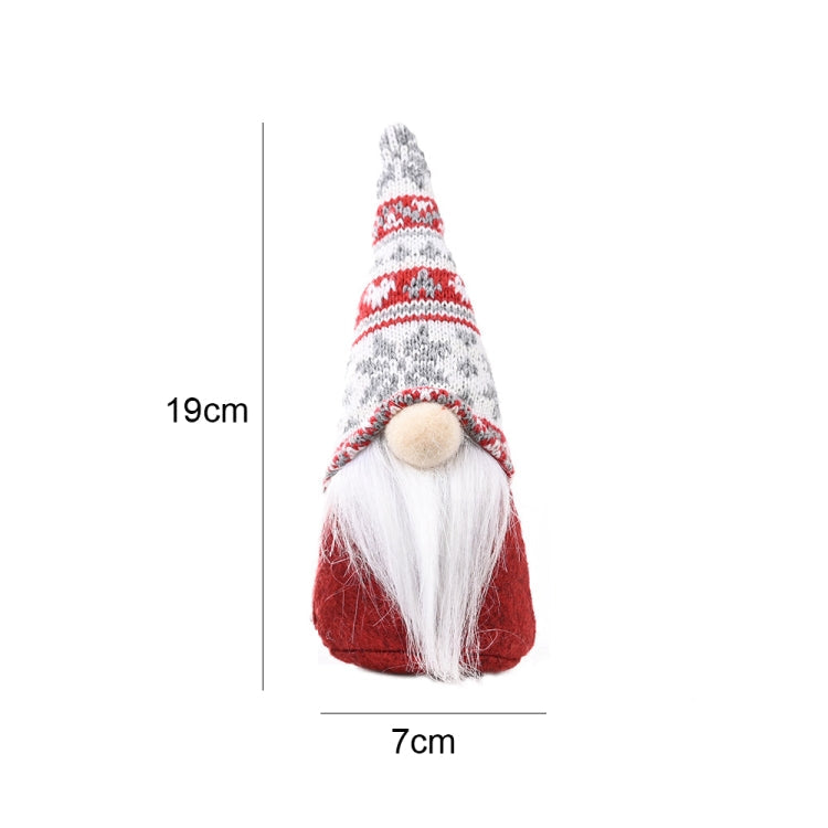 Christmas Decoration Snowflake Knitted Hat Forest Elderly Doll Decoration(C)
