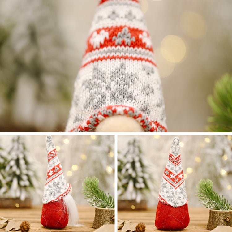 Christmas Decoration Snowflake Knitted Hat Forest Elderly Doll Decoration(C)